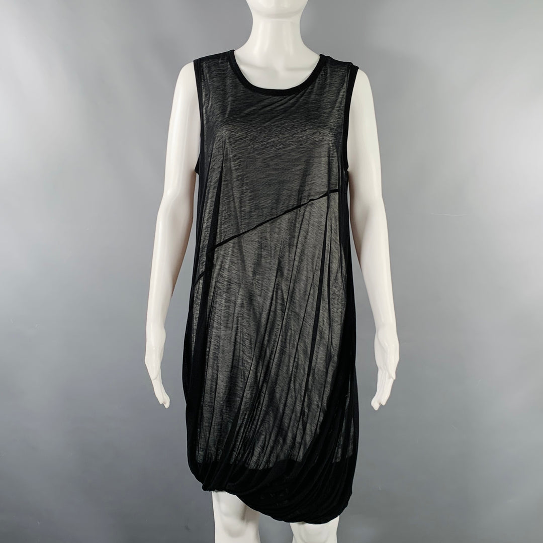 HELMUT LANG Size M Black White Cotton Layered Bubble Hem Dress Sui Generis Designer Consignment HELMUT LANG Size M Black White Cotton Layered Bubble Hem Dress Sui Generis Designer Consignment
