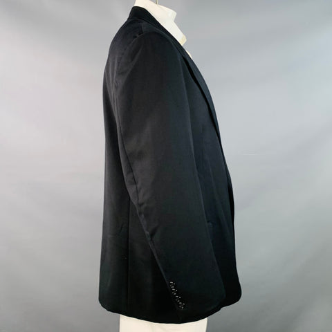 VALENTINO Size 46 Regular Black Twill Virgin Wool Notch Lapel Sport Coat