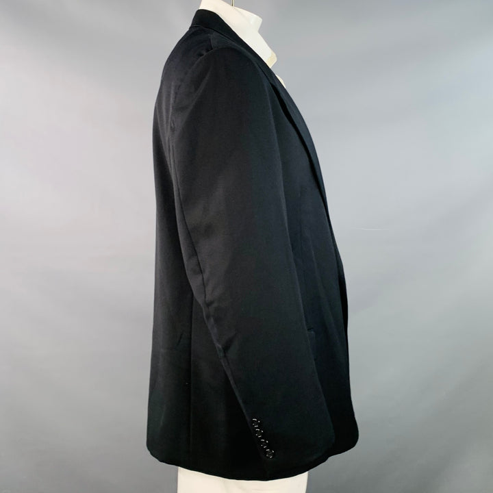 VALENTINO Size 46 Regular Black Twill Virgin Wool Notch Lapel Sport Coat