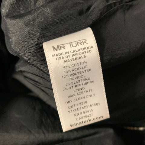 MR TURK Size 32 White Black Glen Check Cotton Blend Flat Front Dress Pants