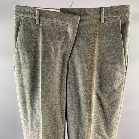 MAISON MARGIELA Size 10 Grey Heathered Wool Deconstructed Dress Pants