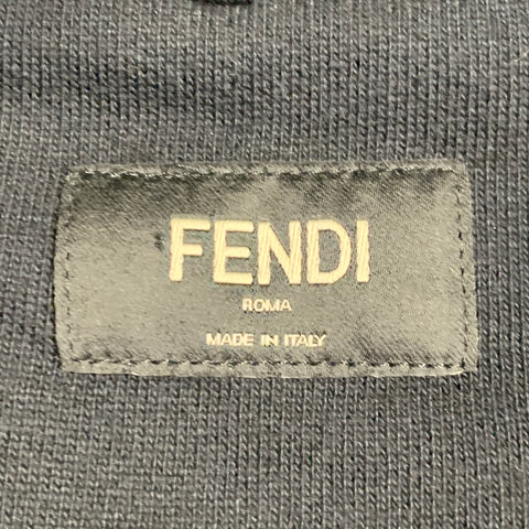 FENDI Size L Black White Yellow Insect Applique Cotton Hoodie Sweatshirt