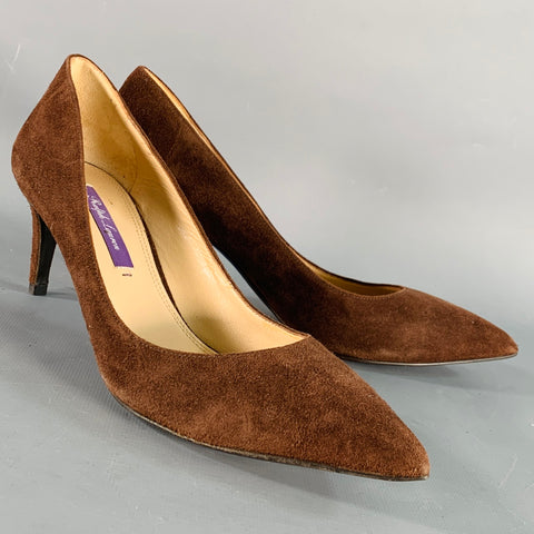 RALPH LAUREN COLLECTION Size 6.5 Brown Suede Pointed Toe Classic Pumps