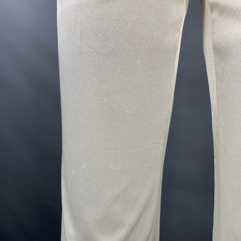 DOLCE & GABBANA Pantalon droit décontracté en sergé de coton mélangé blanc à taille plate, taille 6