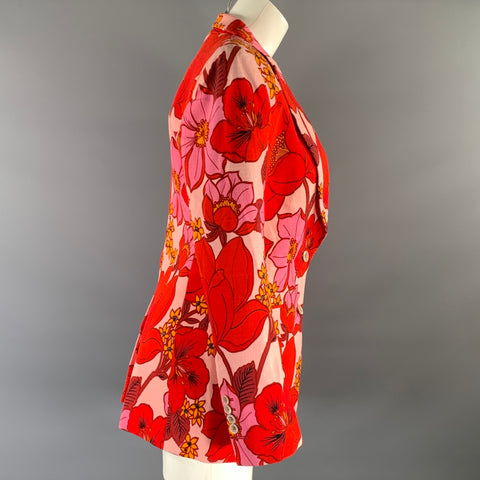 TOM FORD Size XS Pink Orange Floral Peak Lapel Jacket Indoor Blazer