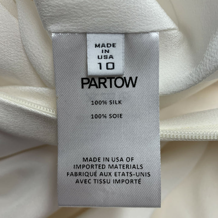 PARTOW Size 10 Cream Silk Long Sleeve Dress