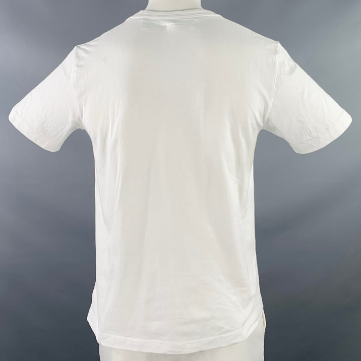 OFF-WHITE Size L White Black Logo Cotton Crew Neck T-shirt