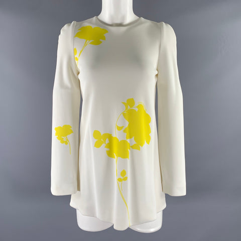 LOUIS VUITTON Size 2 White Yellow Viscose Polyester  Dress Top
