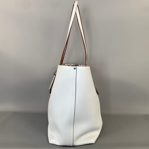 COACH Pink Light Blue Pebble Grain Leather Tote