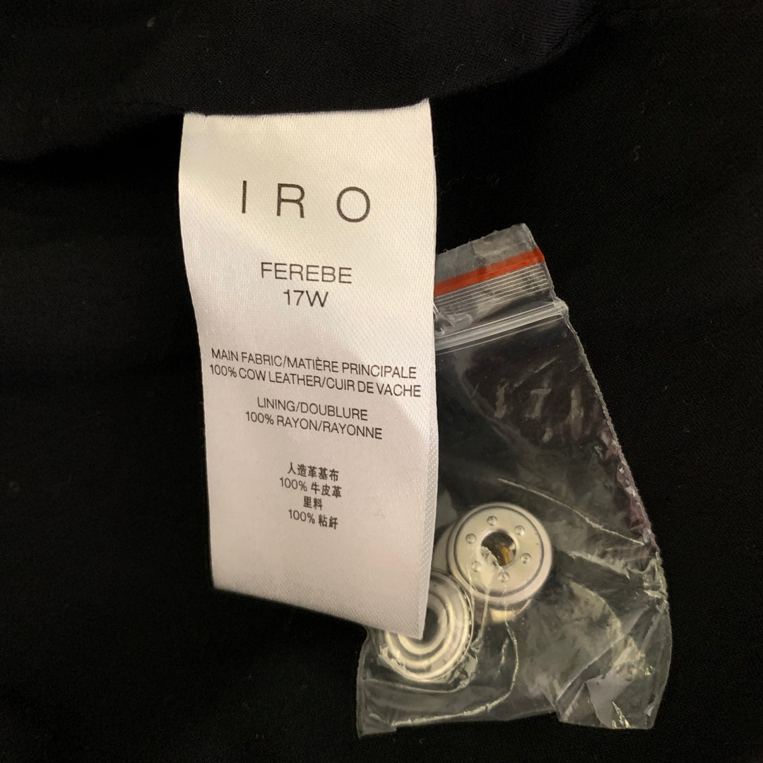 IRO Size M Black Leather Motorcycle Jacket