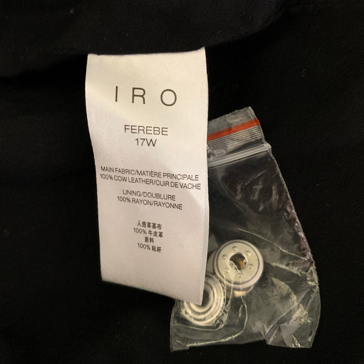 IRO Size M Black Leather Motorcycle Jacket