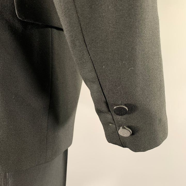 BARNEYS Size 38 Black Wool Notch Lapel Tuxedo