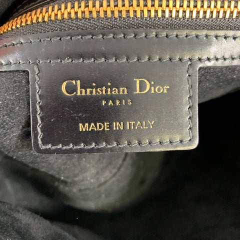 Sac CHRISTIAN DIOR en cuir et métal cannage noir et doré