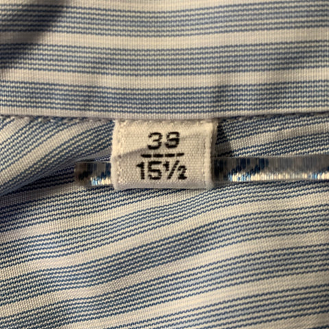 CHARVET Size M Blue Stripe Cotton Pointed Collar Long Sleeve Shirt