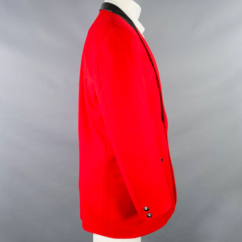 CLAUDE MONTANA Size 40 Red Black Virgin Wool Peak Lapel Sport Coat