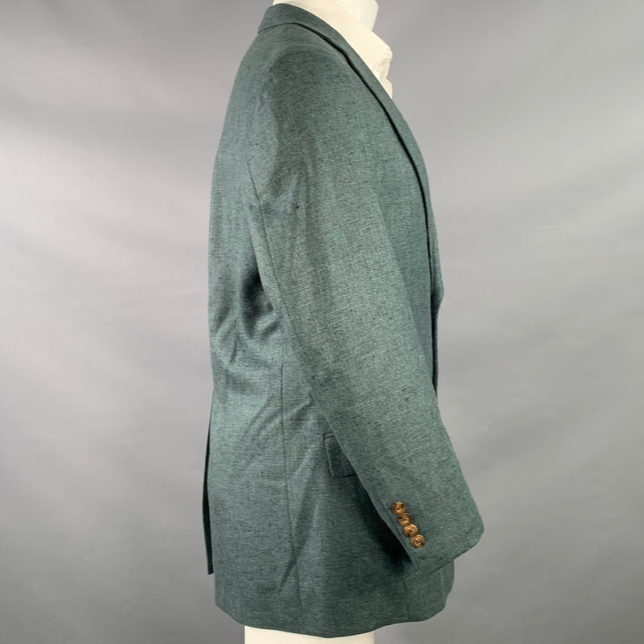 PAUL STUART Size 40 Green Silk Cashmere Single Breasted Sport Coat