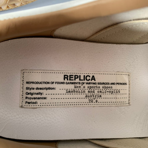 MAISON MARGIELA Size 7 Beige White Suede Lambskin Low Top Sneakers