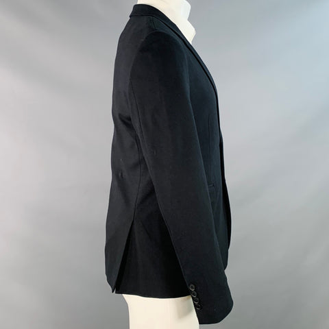 PAUL SMITH Size 40 Black Viscose Cotton Notch Lapel Sport Coat