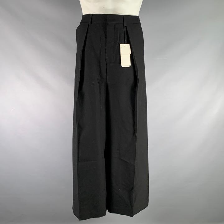 AMI by ALEXANDRE MATTIUSSI Size 30 Black Solid Wool Wide Leg Dress Pants