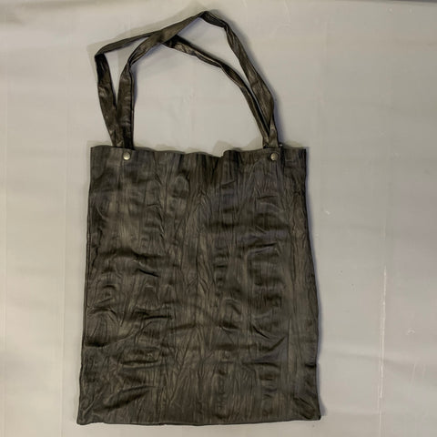 NO BRAND Black Wrinkled Leather Tote Handbag
