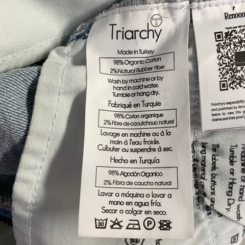 TRIARCHY Size 26 Blue Cotton Blend Washed Zip Fly Jeans