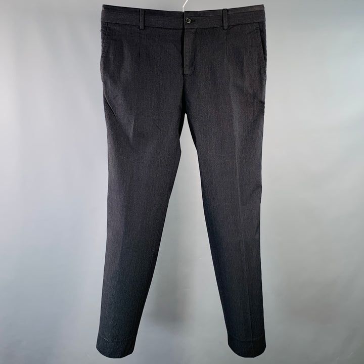 DOLCE & GABBANA Size 34 Charcoal Wool Blend Zip Fly Dress Pants