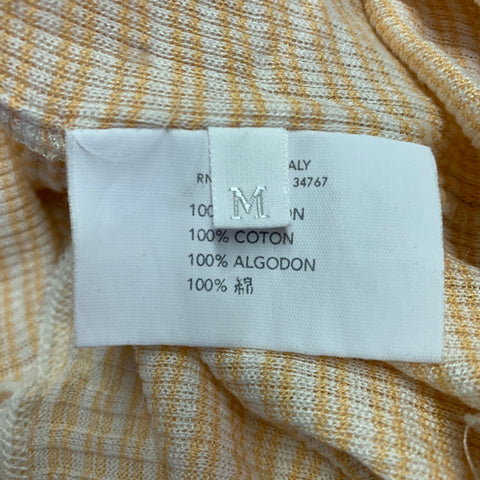 PRADA Size M Beige Cream Stripe Cotton Short Sleeve Pullover