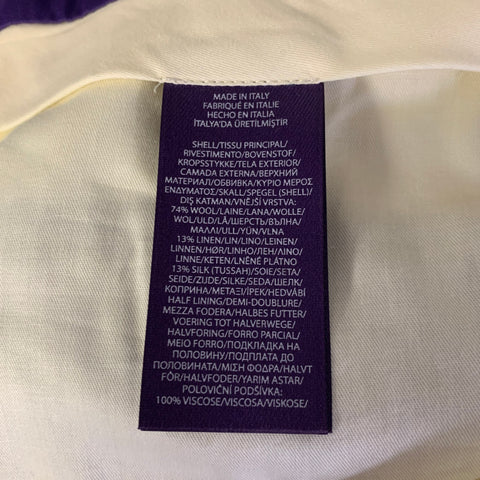 RALPH LAUREN Size 34 Blue Heather Wool Linen Silk Pleated Dress Pants