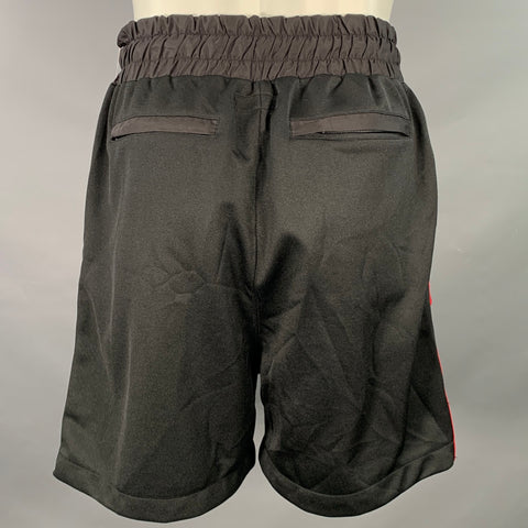 DANIEL PATRICK Size M Black Red Logo Polyester Drawstring Shorts