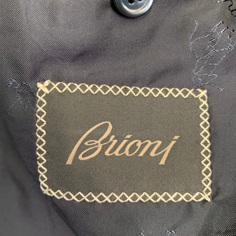 BRIONI Size 40 Regular Navy Black Two Toned Wool Peak Lapel Sport Coat