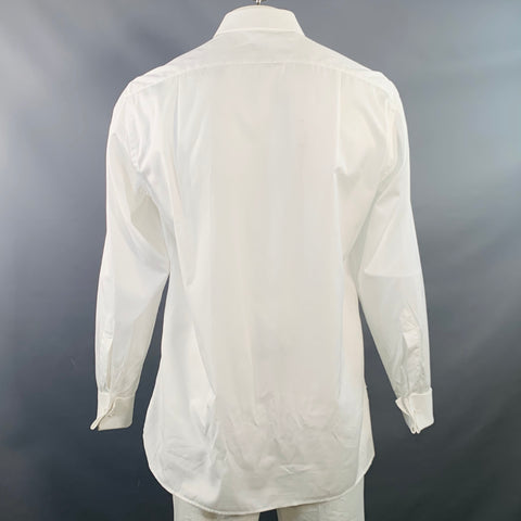 GUY ROVER Size L White Cotton Curved Cutaway Formal Long Sleeve Shirt