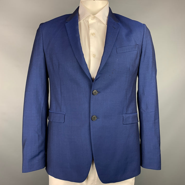 PAUL SMITH Size 42 Blue Wool Mohair Notch Lapel Sport Coat