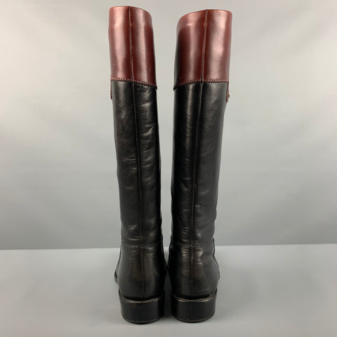 CELINE Size 7 Black Brown Pull On Boots
