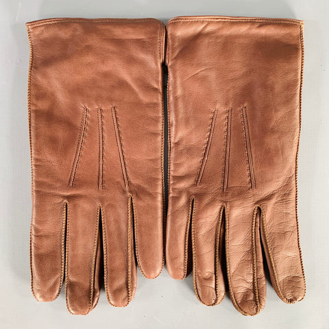 GHURKA Size S Brown Cashmere Lined Leather Gloves