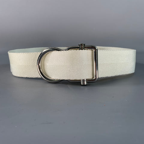 RALPH LAUREN Size M White Brown Nylon Leather Belt