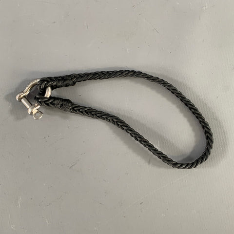 OUTLIER Black Braided Leather Metal Keychain