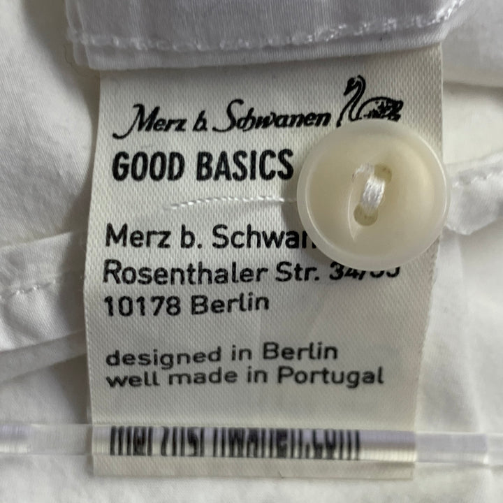 MERZ B. SCHWANEN Size XL White Cotton One Pocket Relaxed Fit Long Sleeve Shirt