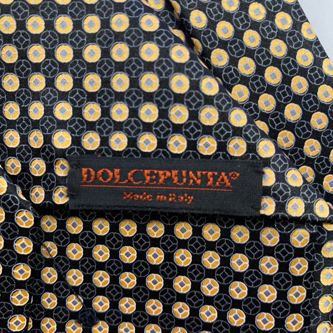 DOLCEPUNTA Black Gold Foulard Dot Silk Tie