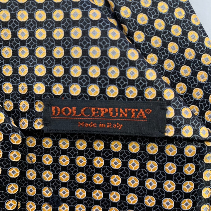 DOLCEPUNTA Black Gold Foulard Dot Silk Tie