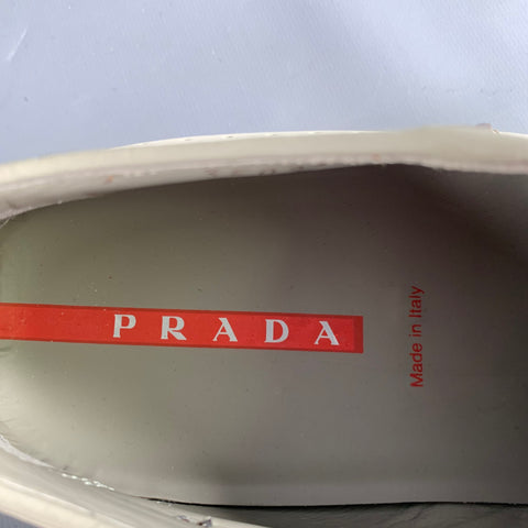 PRADA Chaussures à lacets en cuir perforé gris marron Taille 7.5