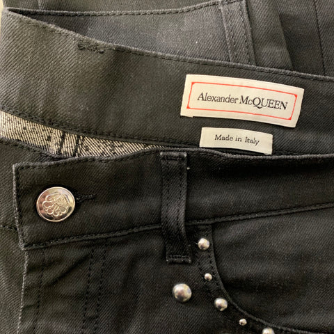 ALEXANDER MCQUEEN Size 32 Studded Black Denin Jeans