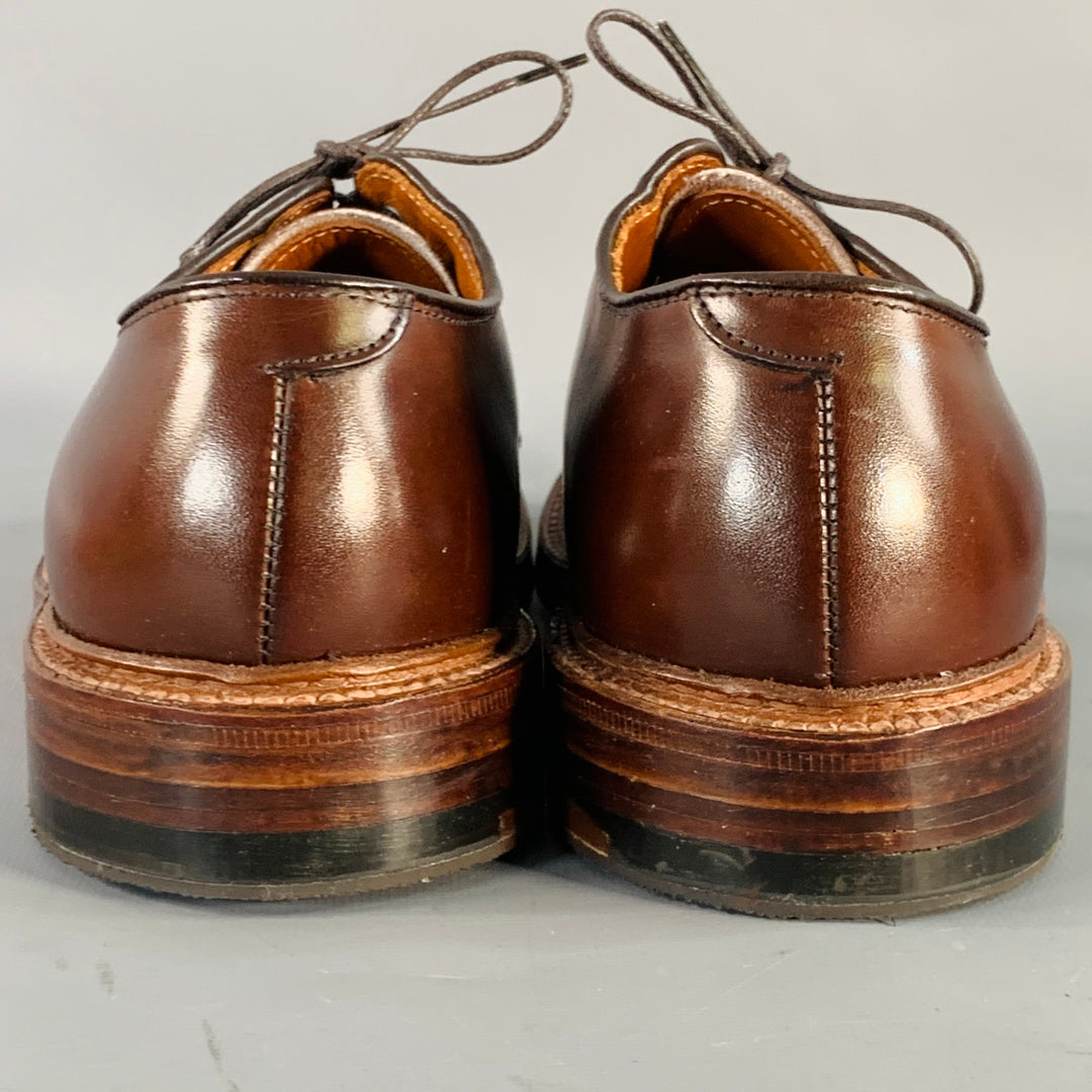 ALDEN Size 6.5 Plain Toe Blucher Brown Leather Derby Lace-Up Shoes Alden Men main image 3
