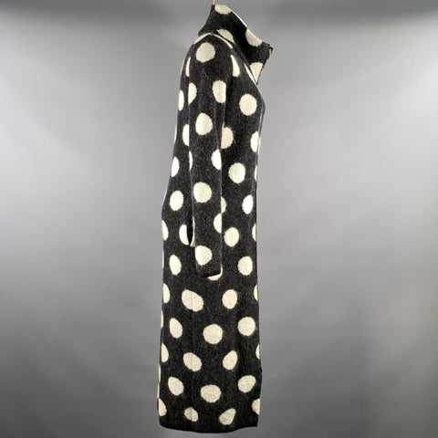 ALTER EGO Size M Black White Mohair Wool Polka Dot Coat