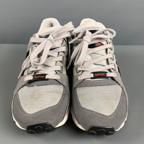 ADIDAS Size 8.5 Grey Black Mixed Materials Mesh Low Top Sneakers