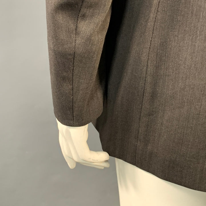AKRIS Size 10 Grey Charcoal Wool Twill Peak Lapel Jacket Blazer