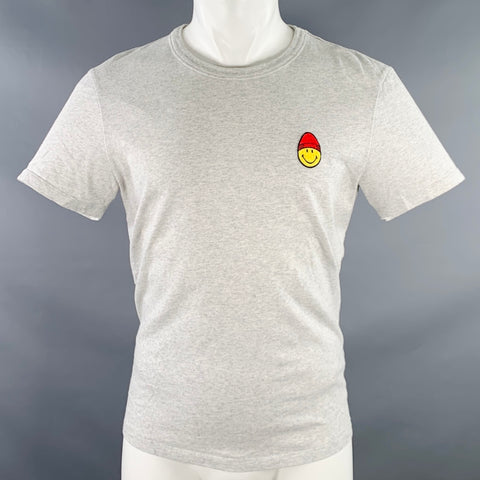 AMI by ALEXANDRE MATTIUSSI x SMILEY Size S Grey Heather Smiley Face Patch T-shirt