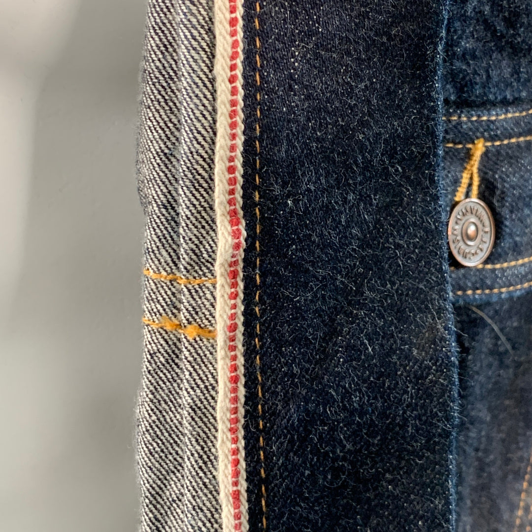 VISVIM Size M SS 101XX Raw Mud Overdye Indigo Contrast Stitch Selvedge Denim Trucker Jacket