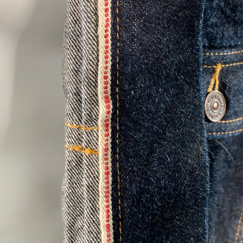 VISVIM Size M SS 101XX Raw Mud Overdye Indigo Contrast Stitch Selvedge Denim Trucker Jacket