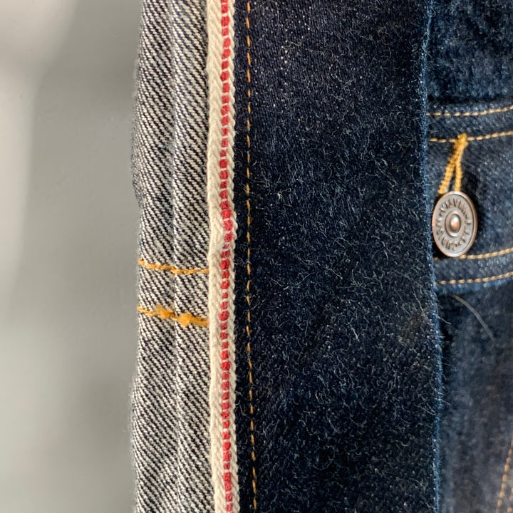 VISVIM Size M SS 101XX Raw Mud Overdye Indigo Contrast Stitch Selvedge Denim Trucker Jacket