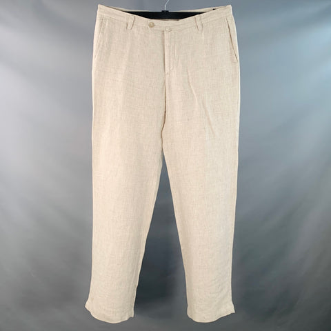 ADOLFO DOMINGUEZ Size 36 Beige Stone Woven Linen Flat Front Dress Pants